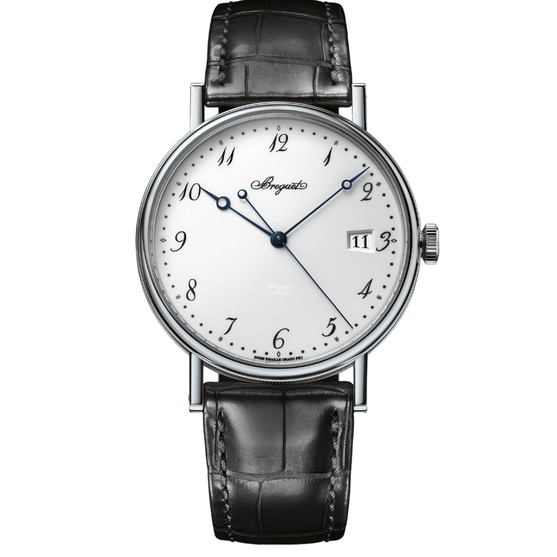Breguet Classique 5177 38 mm Esfera plateada Oro blanco de 18 k Correa de piel de aligátor 5177BB/29/9V6