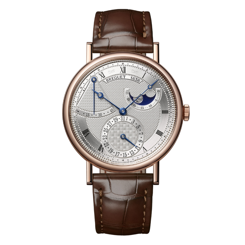 Breguet Classique 7137 39 mm Esfera plateada Correa de piel de aligátor en oro rosa de 18 quilates 7137BR/15/9VU