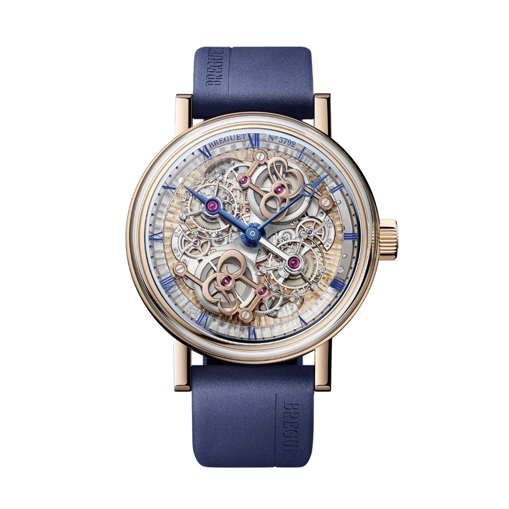 Breguet Classique Double Tourbillon Quai de l'Horloge 5345 46 mm Transparent Dial 18k Rose Gold Rubber Strap 5345BR/1S/5XU - WATCHXNYC