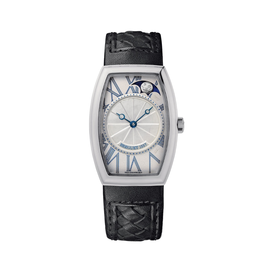 Breguet Héritage 35 x 25 mm Silver Dial White Gold Black Leather Strap 8860BB/11/386 - WATCHXNYC