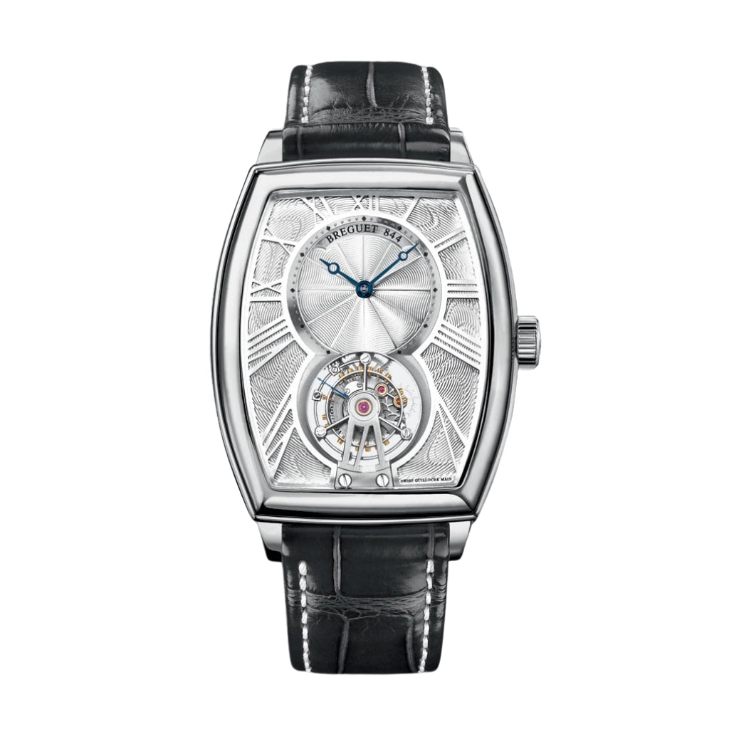 Breguet Héritage 42 x 35 mm Silver Dial Platinum Black Leather Strap 5497PT/12/9V6 - WATCHXNYC