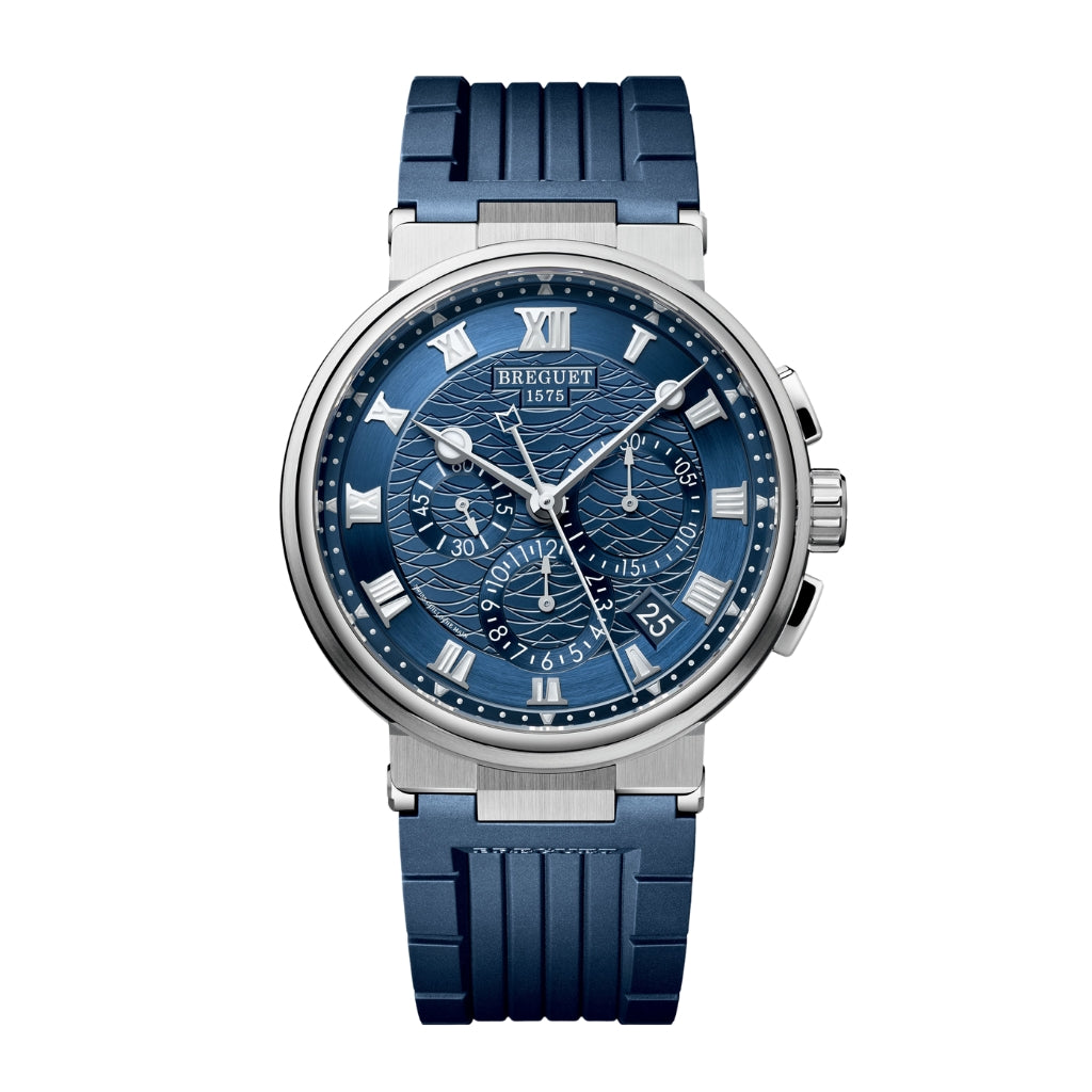 Breguet Marine 42.3 mm Blue Dial White Gold Blue Rubber Strap 5527BB/Y2/5WV - WATCHXNYC