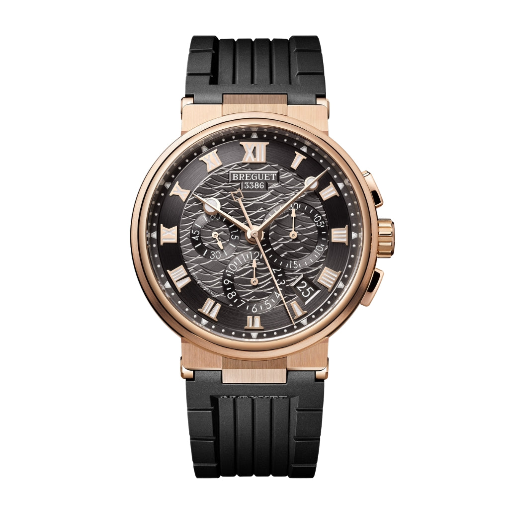 Breguet Marine 42.3 mm Dark Grey Dial 18k Rose Gold Black Rubber Strap 5527BR/G3/5WV - WATCHXNYC