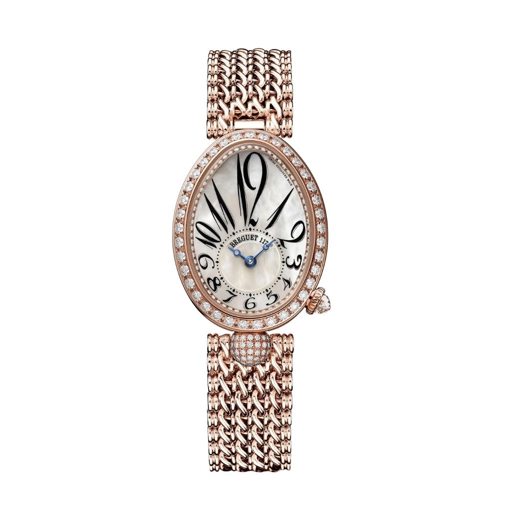 Breguet Reine 33 x 24.95 mm White Mother-Of-Pearl Dial with Diamonds 18k Rose Gold Bracelet 8928BR/5W/J20/DD00 - WATCHXNYC