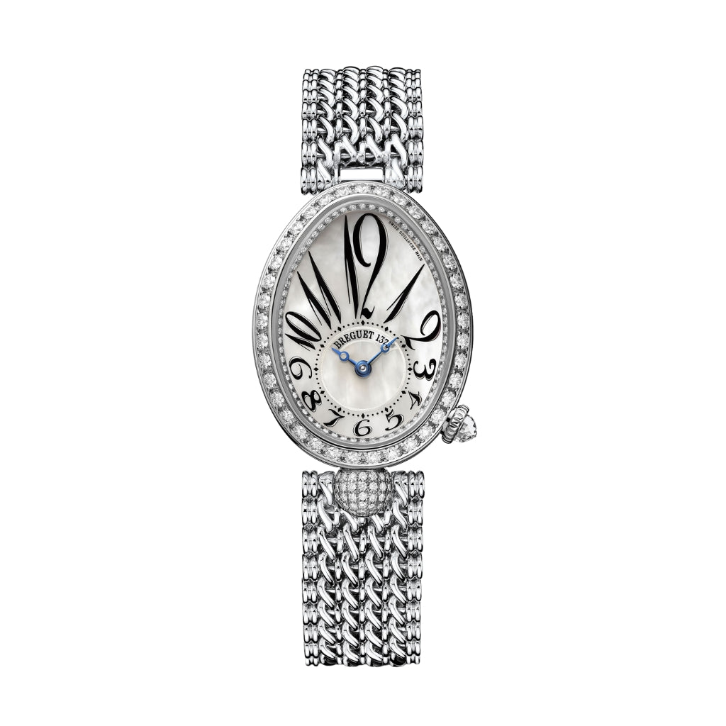 Breguet Reine 33 x 24.95 mm White Mother-Of-Pearl Dial with Diamonds White Gold Bracelet 8928BB/5W/J20 DD00 - WATCHXNYC
