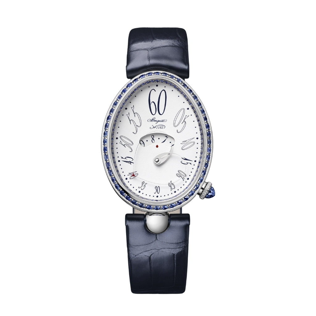 Breguet Reine 36.5 x 28.45 mm White Dial with Diamonds White Gold Black Leather Strap 9838BB/B8/364/S00S - WATCHXNYC