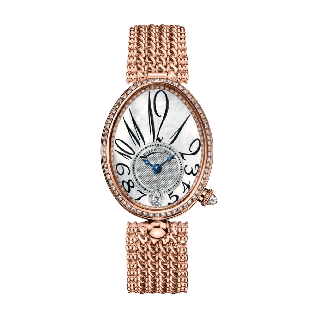 Breguet Reine 36.5 x 28.45mm White Mother-Of-Pearl Dial with Diamonds 18k Rose Gold Bracelet 8918BR/58/J20/D000 - WATCHXNYC