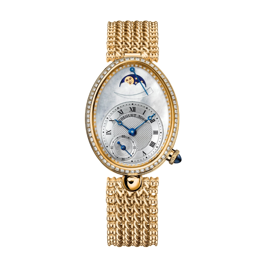 Breguet Reine 36.50 x 28.45 mm White Mother-Of-Pearl Dial with Diamonds 18k Yellow Gold Bracelet 8908BA/52/J20/D000 - WATCHXNYC