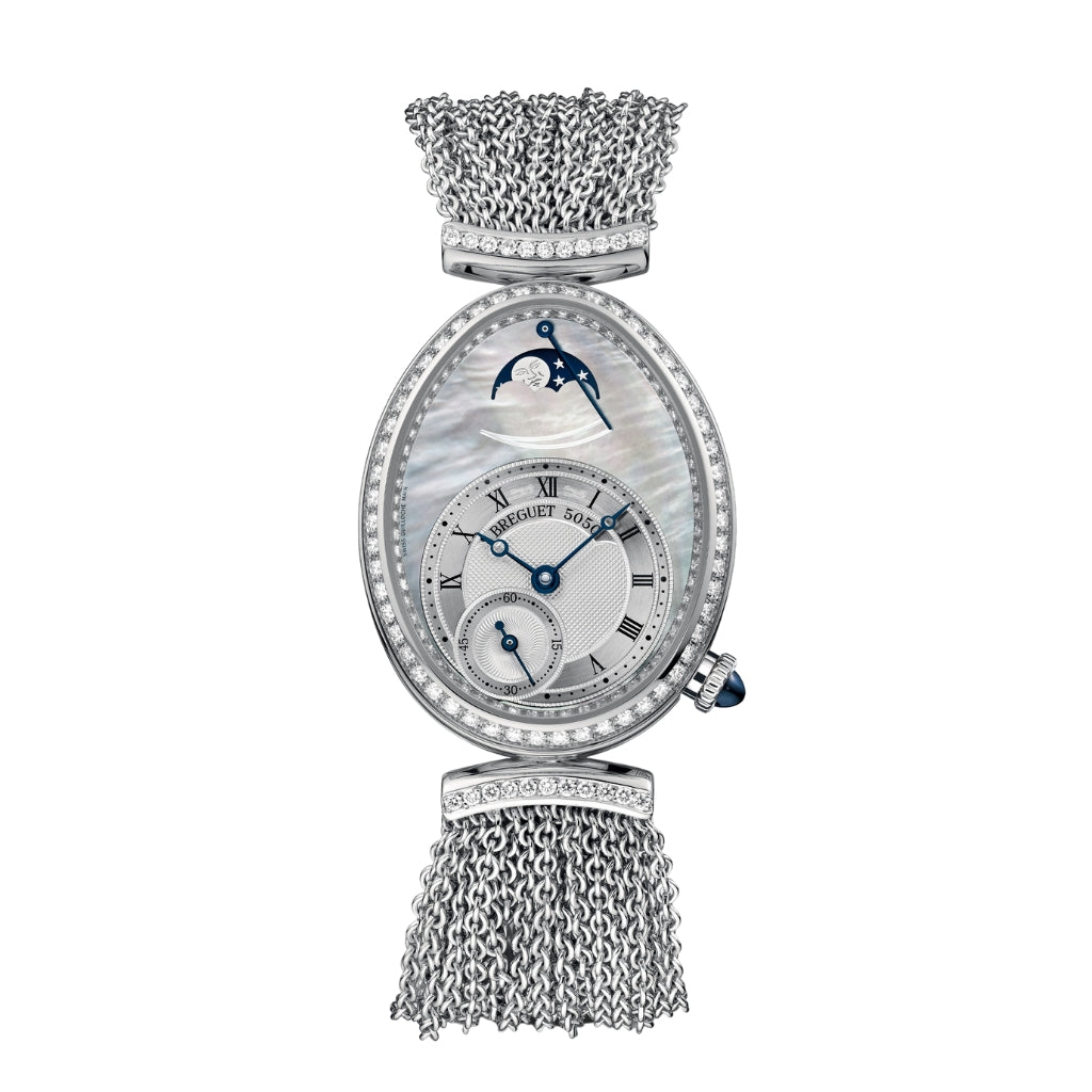 Breguet Reine 36.50 x 28.45 mm White Mother-Of-Pearl Dial with Diamonds White Gold Bracelet 8908BB/5T/J70/D0DD - WATCHXNYC