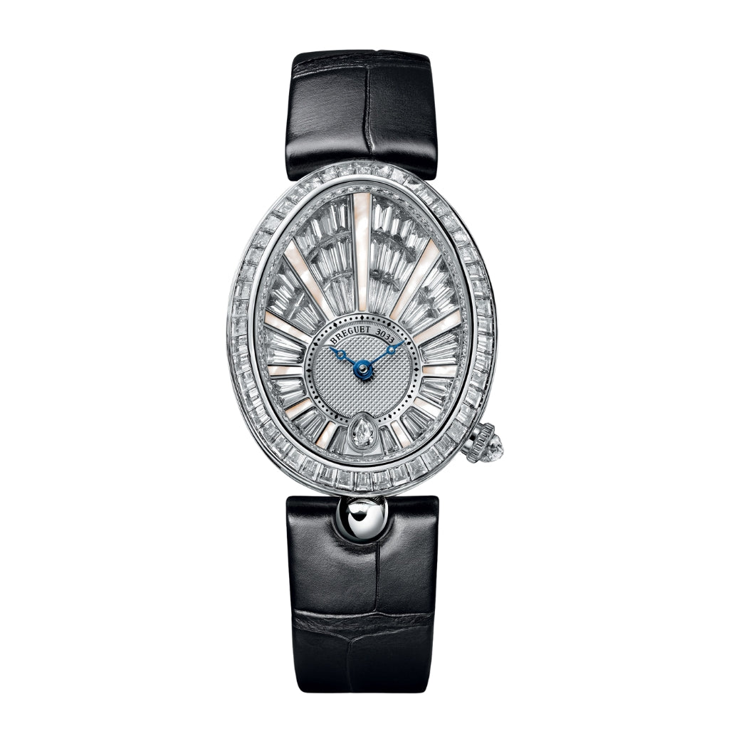 Breguet Reine 38.50 x 30.45 mm Diamond Paved Dial White Gold Black Leather Strap 8939BB/6D/964/DD0D3L - WATCHXNYC