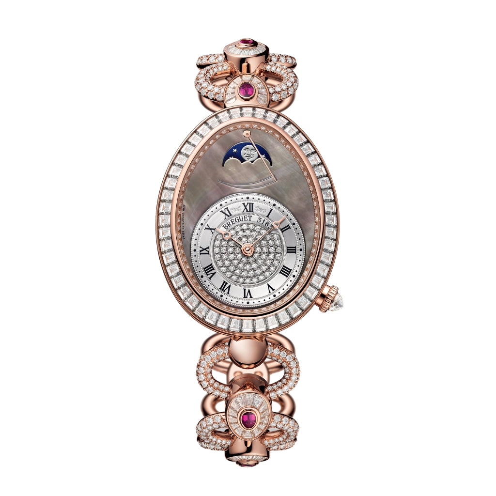 Breguet Reine 38.50 x 30.45 mm Silvered Gold Dial with Diamonds 18k Rose Gold Bracelet 8909BR/8T/J29/DDDR - WATCHXNYC