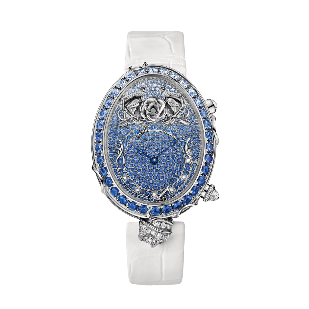 Breguet Reine  40.10 x 32 mm Diamond Paved Dial White Gold White Leather Strap 8973BB/6S/8H4/SD0D3L - WATCHXNYC