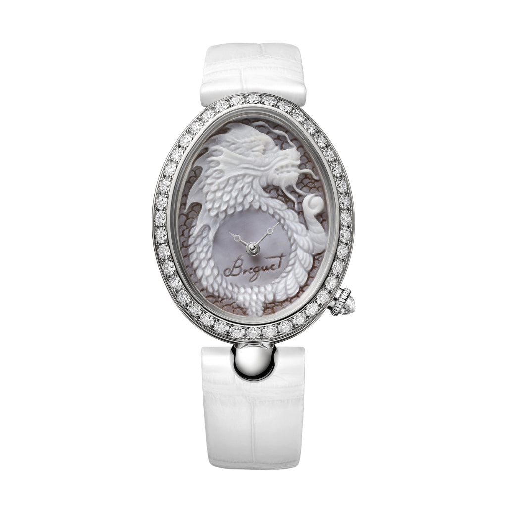 Breguet Reine 40 x 31.95 mm Silver Dial White Gold White Leather Strap 8958BB/55/974 11/D00D - WATCHXNYC