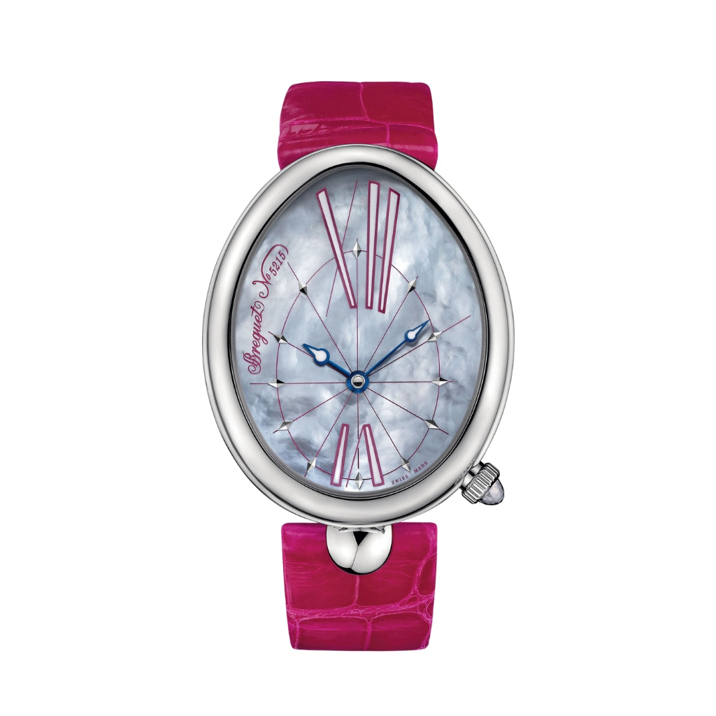 Breguet Reine 43.75 x 35.50 mm White Mother-Of-Pearl Dial Stainless Steel Red Leather Strap 8967ST/G1/986 - WATCHXNYC
