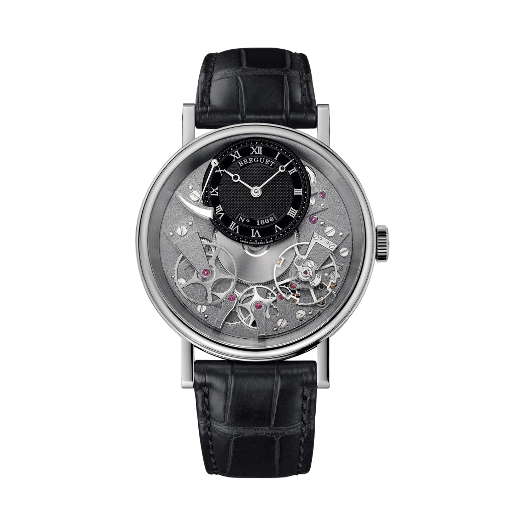 Breguet Tradition 40 mm Black Dial White Gold Black Leather Strap 7057BB/G9/9W6 - WATCHXNYC