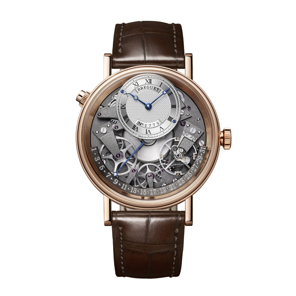Breguet Tradition 40 mm Silver Dial Rose Gold Brown Leather Strap 7597BR/G1/9WU - WATCHXNYC