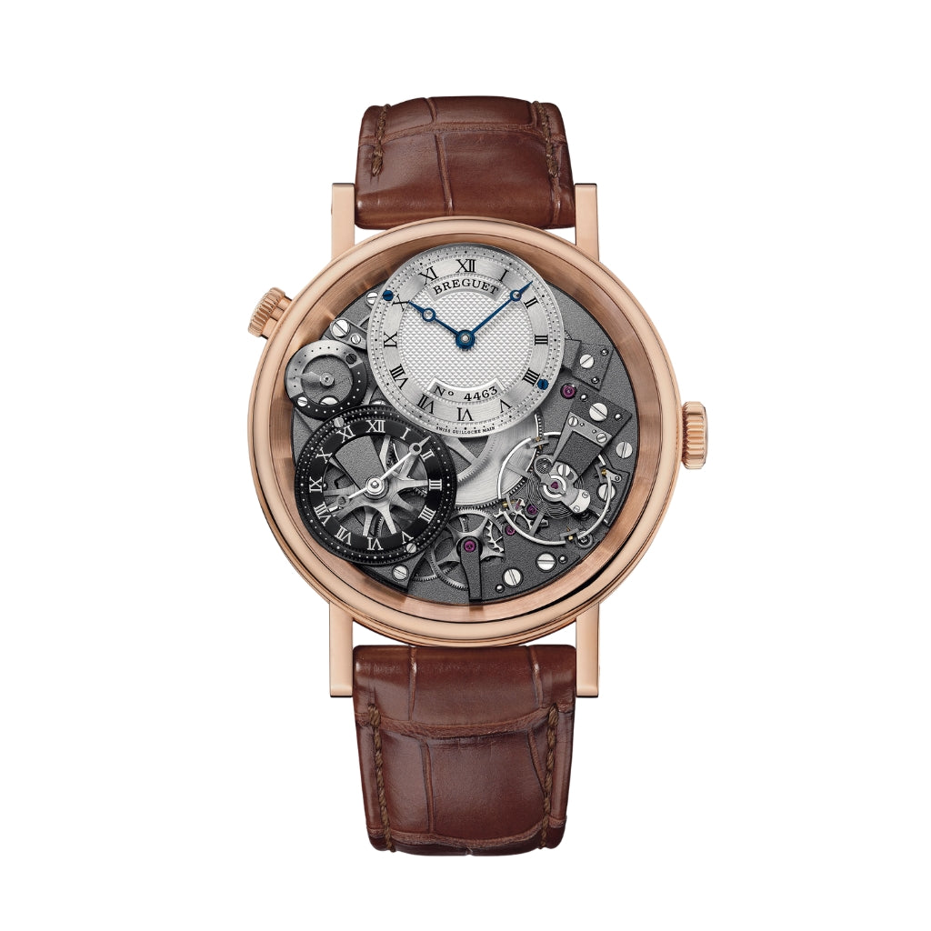 Breguet Tradition 40 mm White Dial 18k Rose Gold Brown Leather Strap 7067BR/G1/9W6 - WATCHXNYC