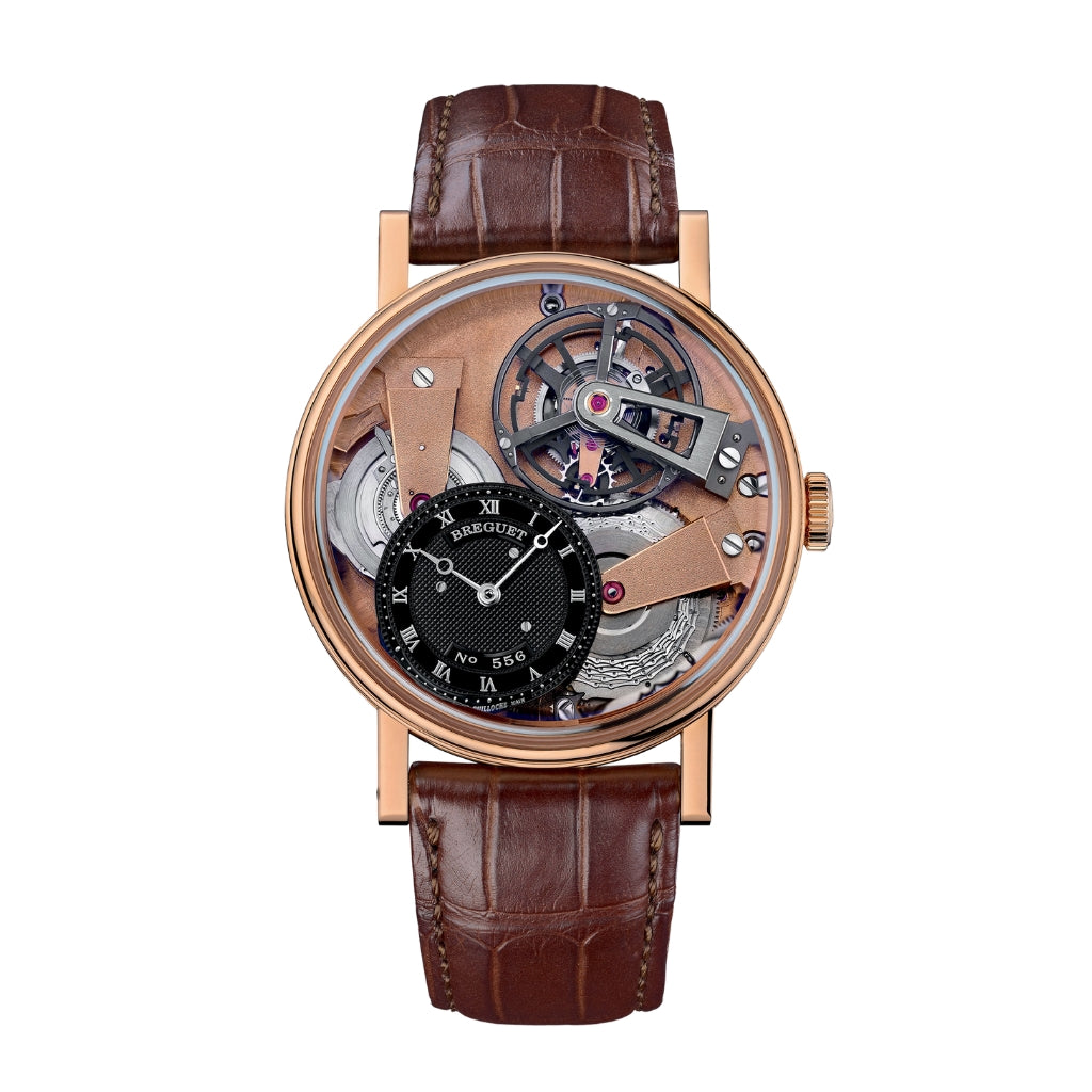 Breguet Tradition 41 mm Black Dial 18k Rose Gold Brown Leather Strap 7047BR/R9/9ZU - WATCHXNYC