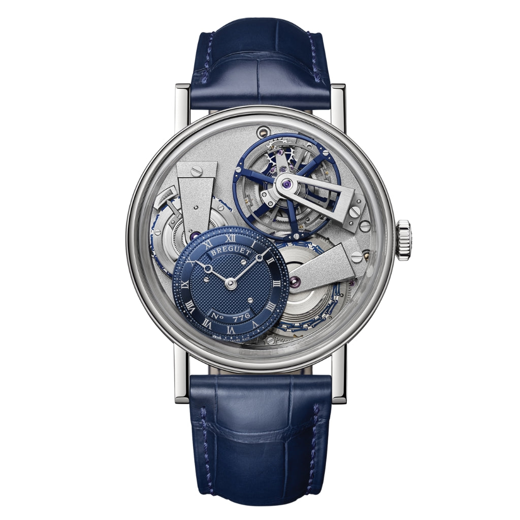 Breguet Tradition Tourbillon 7047 41 mm Silver Dial Platinum   Leather Strap 7047PT/1Y/9ZU - WATCHXNYC