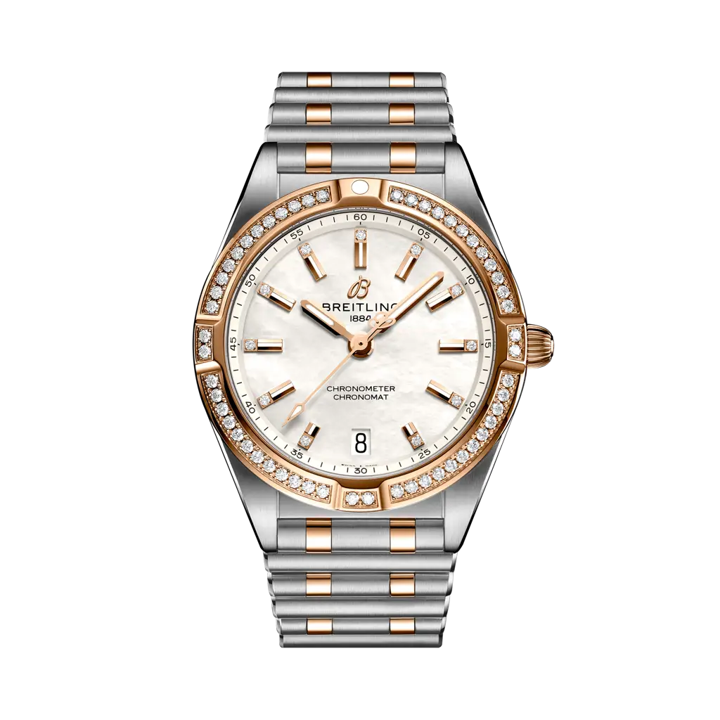 Breitling Chronomat 32 mm White Dial Stainless Steel & 18K Red Gold (Gem-Set) Bracelet U77310591A2U1 - WATCHXNYC