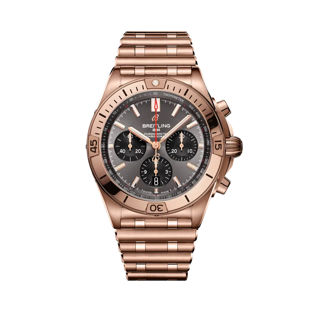 Breitling Chronomat B01 42 mm Grey Dial 18K Red Gold Bracelet RB0134101B1R1 - WATCHXNYC