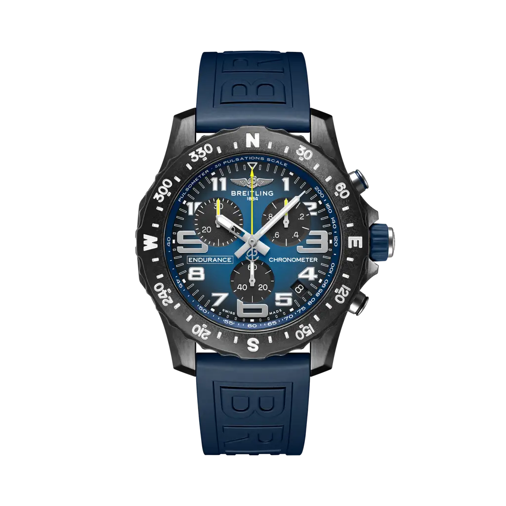 Breitling Endurance Pro 44 mm Blue Dial Breitlight Blue Rubber Strap X823101G1C1S1 - WATCHXNYC