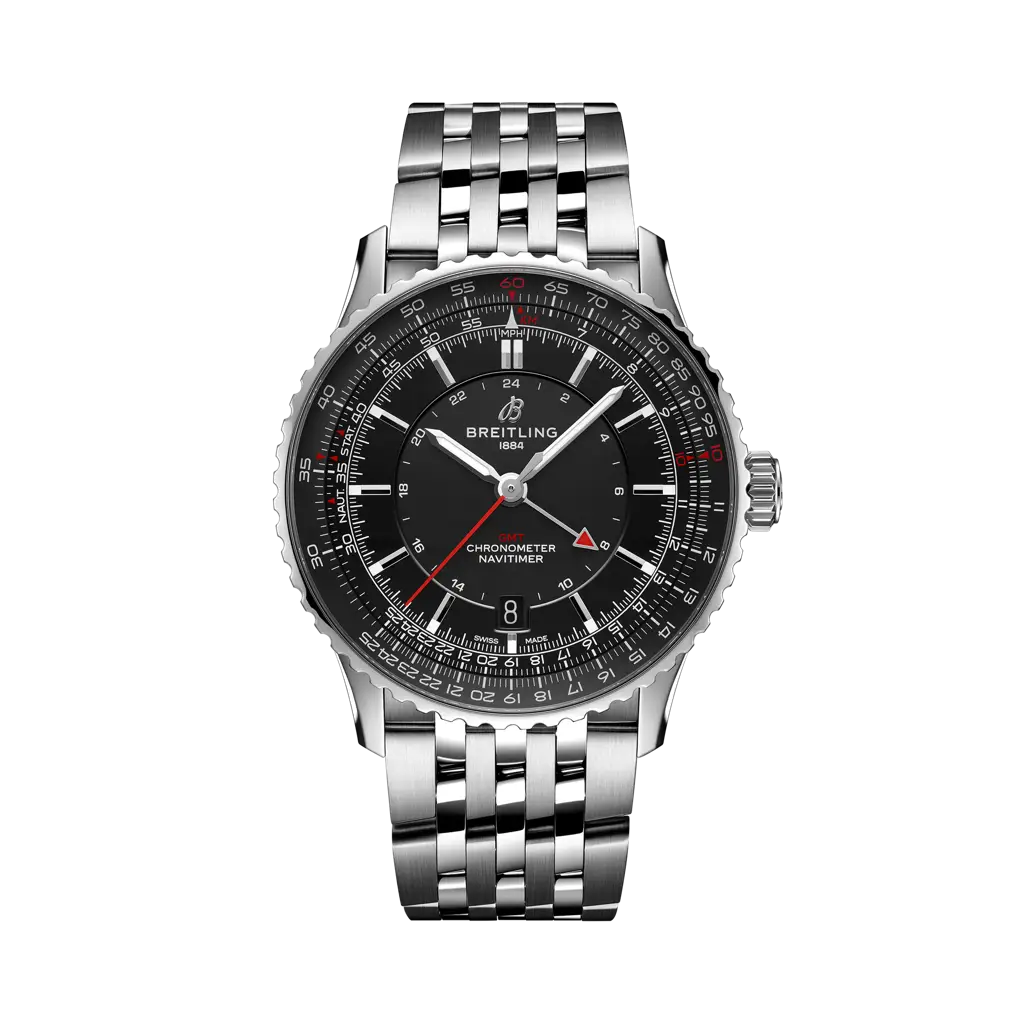 Breitling Navitimer Automatic GMT 41.0 mm Black Dial Stainless Steel Bracelet A32310251B1A1 - WATCHXNYC