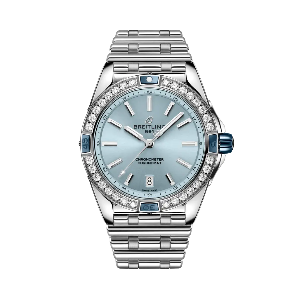 Breitling Super Chronomat Automatic 38 mm Ice-Blue Dial Stainless Steel Bracelet A17356531C1A1 - WATCHXNYC