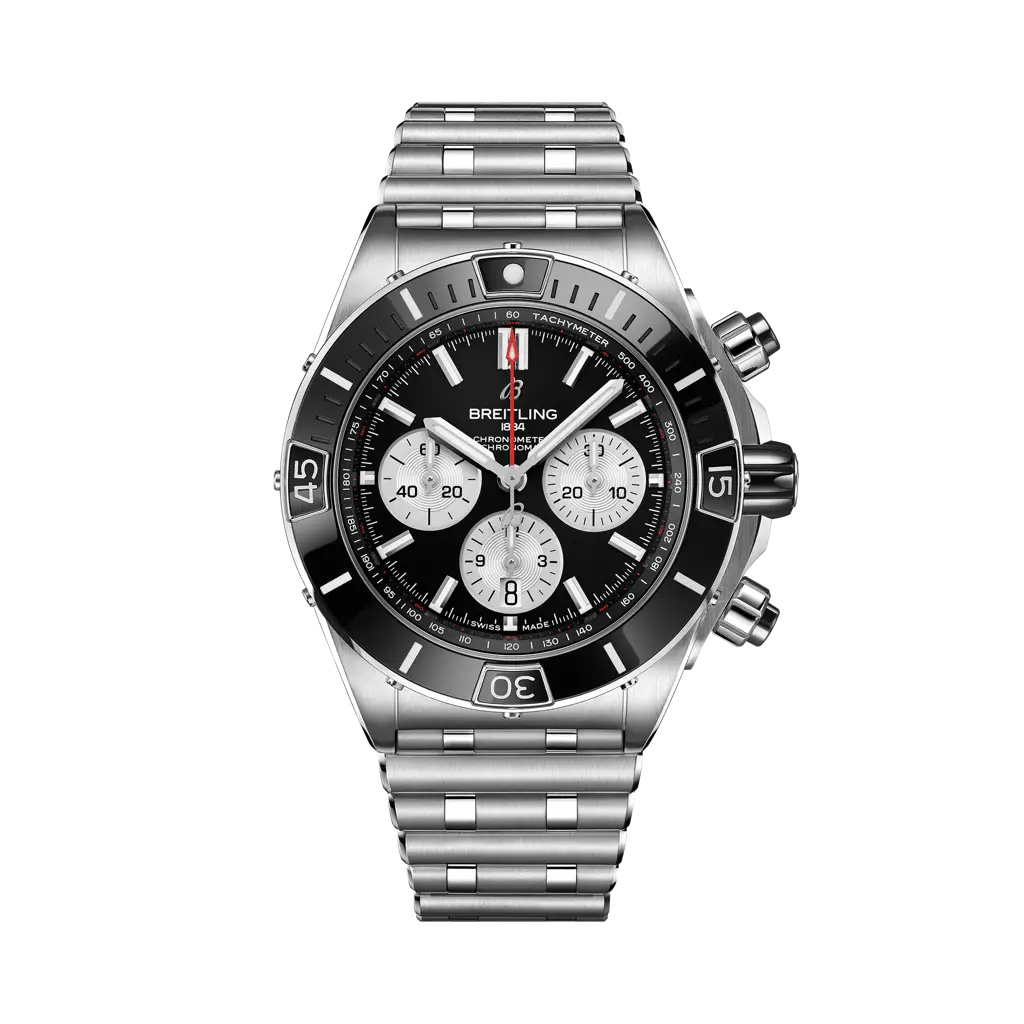 Breitling Super Chronomat B01 44 mm Black Dial Stainless Steel Bracelet AB0136251B1A1 - WATCHXNYC