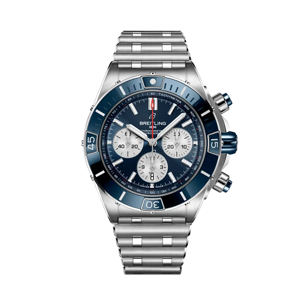 Breitling Super Chronomat B01 44 mm Blue Dial Stainless Steel Bracelet AB0136161C1A1 - WATCHXNYC