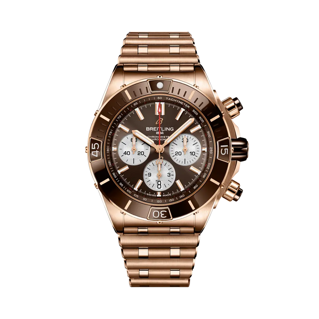 Breitling Super Chronomat B01 44 mm Brown Dial 18K Red Gold Bracelet RB0136E31Q1R1 - WATCHXNYC