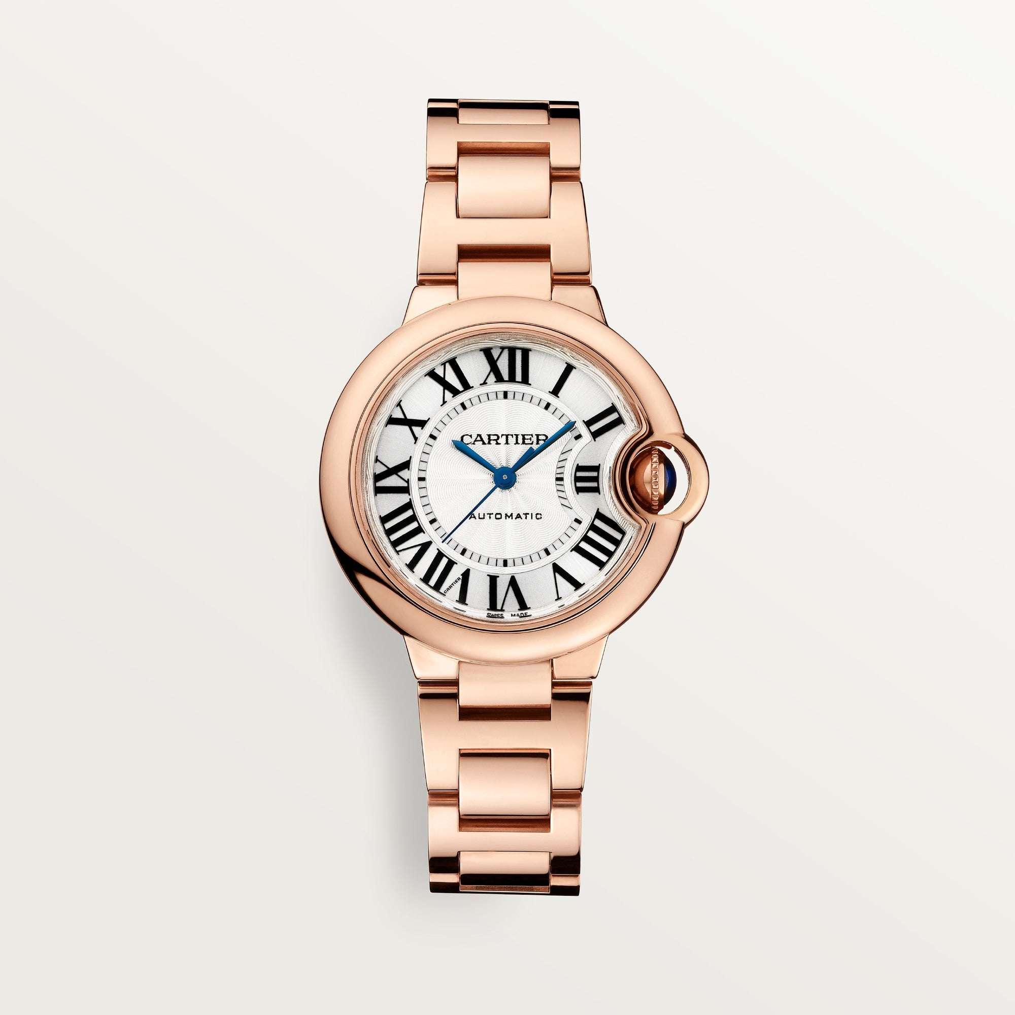 Cartier Ballon Bleu 33 mm Rose Gold Silver Dial Bracelet WGBB0042 - WATCHXNYC