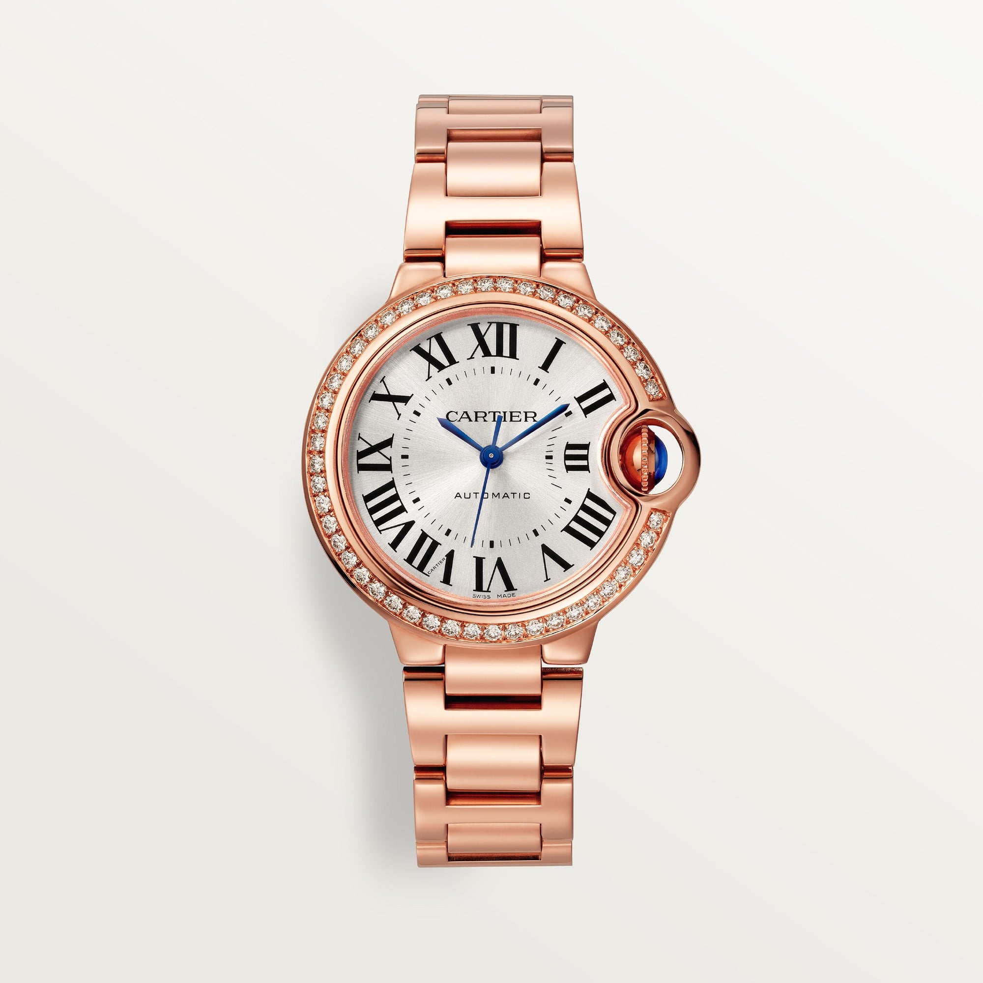Cartier Ballon Bleu 33 mm Rose Gold Silver Dial Bracelet WJBB0063 - WATCHXNYC
