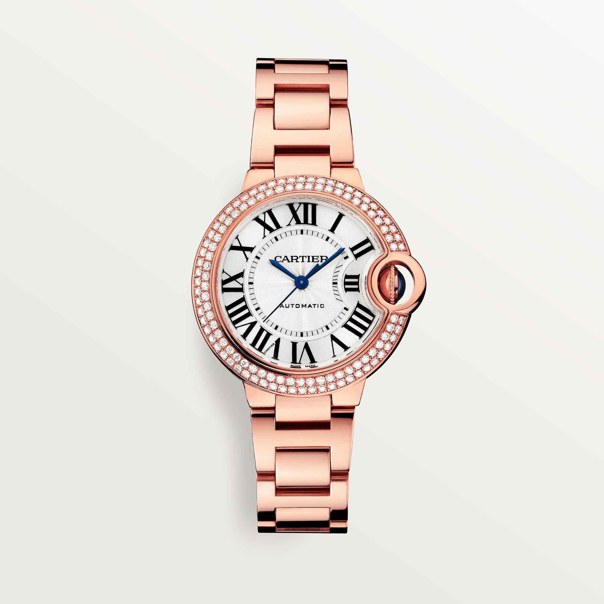 Cartier Ballon Bleu 33 mm Rose Gold Silver Dial Bracelet WJBB0066 - WATCHXNYC