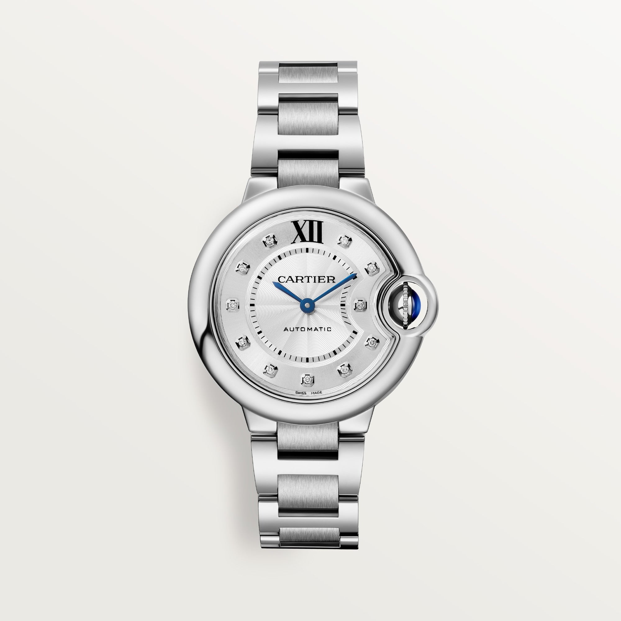 Cartier Ballon Bleu 33 mm Steel Silver Dial Bracelet W4BB0021 - WATCHXNYC
