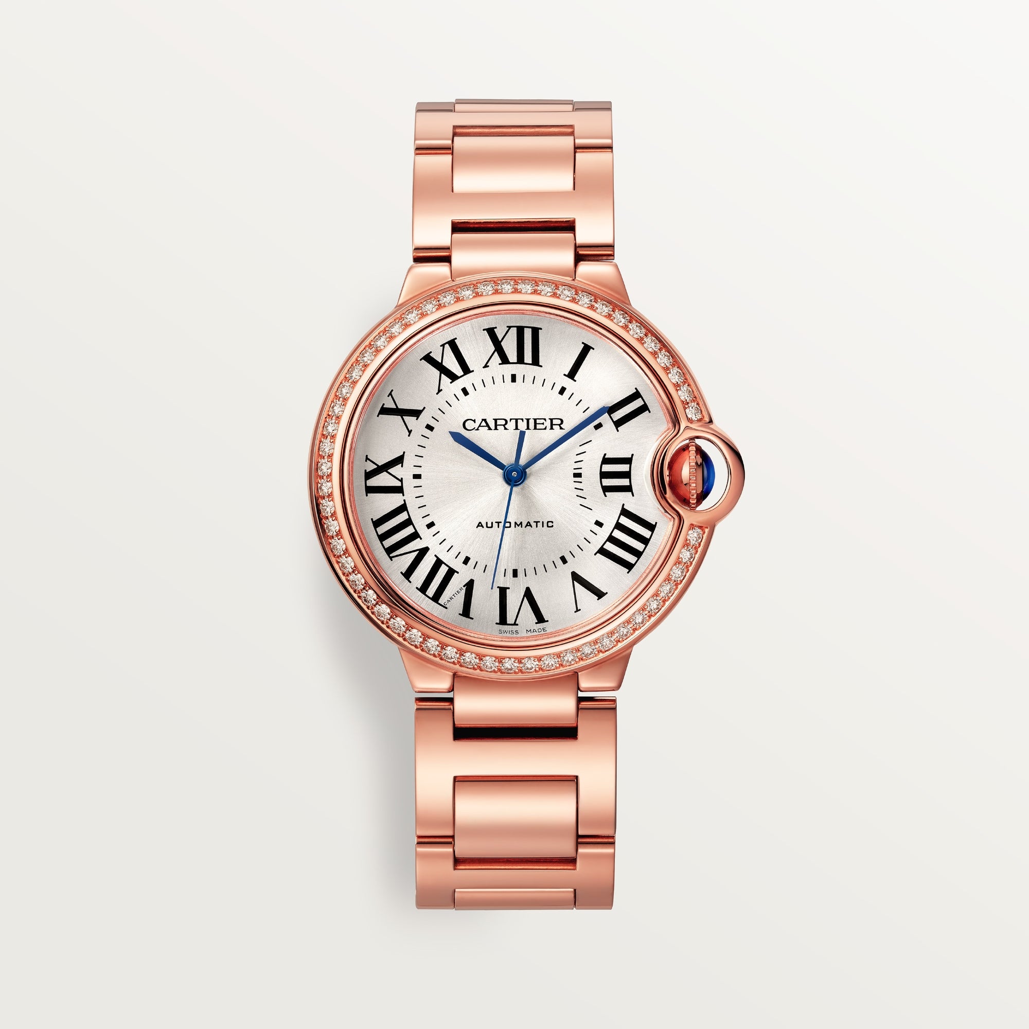 Cartier Ballon Bleu 36 mm Rose Gold Silver Sunray Dial Bracelet WJBB0064 - WATCHXNYC