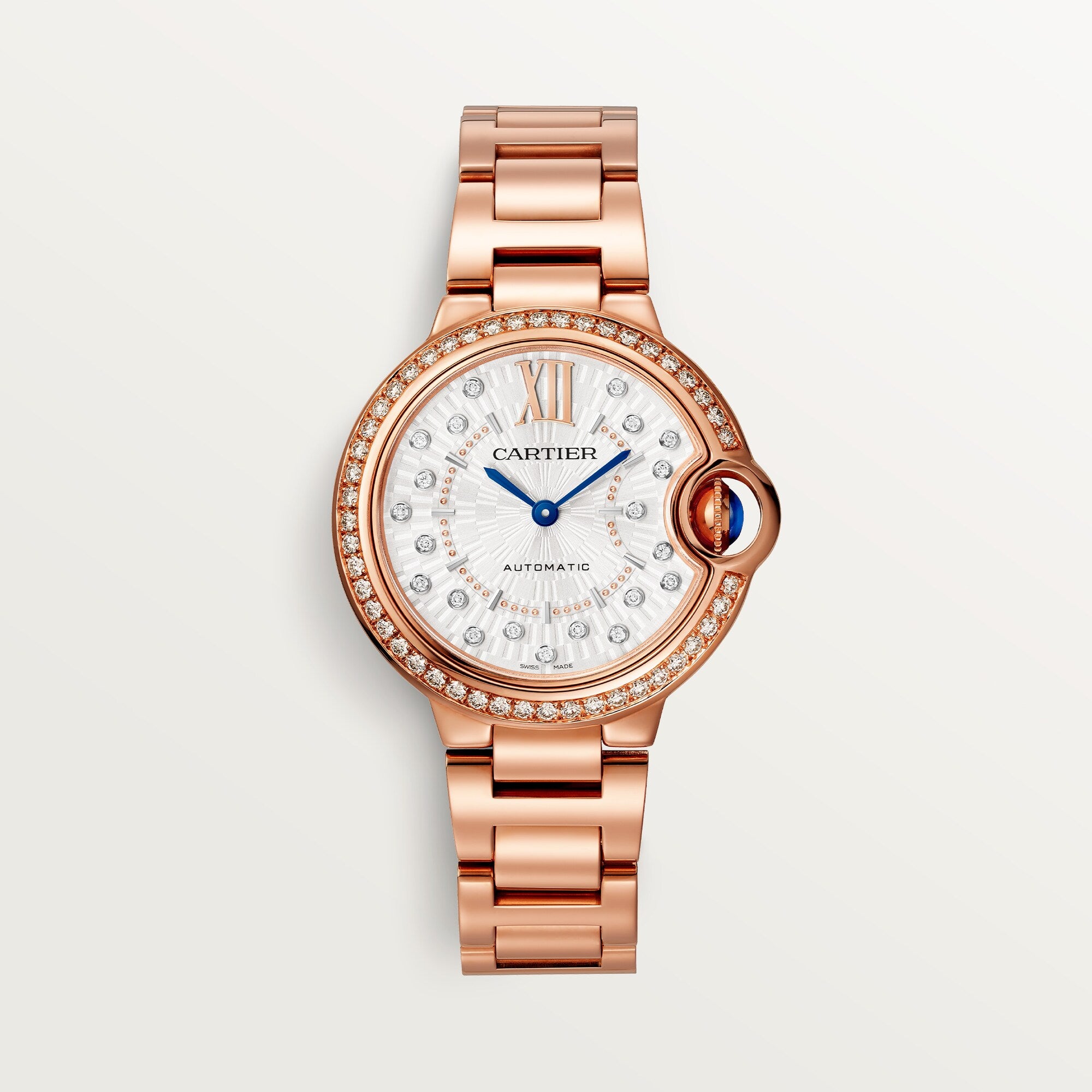 Cartier Ballon Bleu 36 mm Rose Gold Silver Sunray Dial Bracelet WJBB0083 - WATCHXNYC