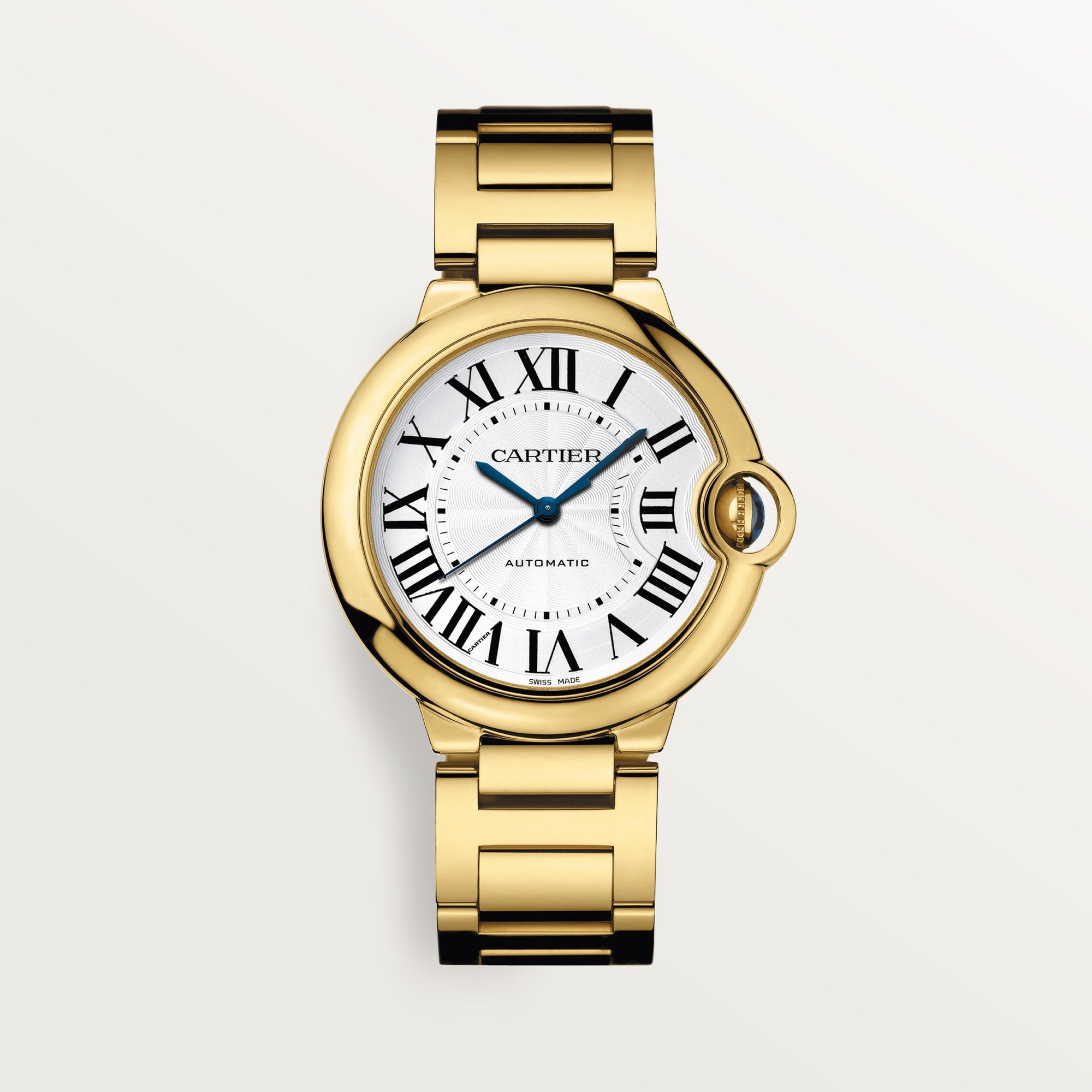 Cartier Ballon Bleu 36 mm Yellow gold Silver Dial Bracelet WGBB0046 - WATCHXNYC