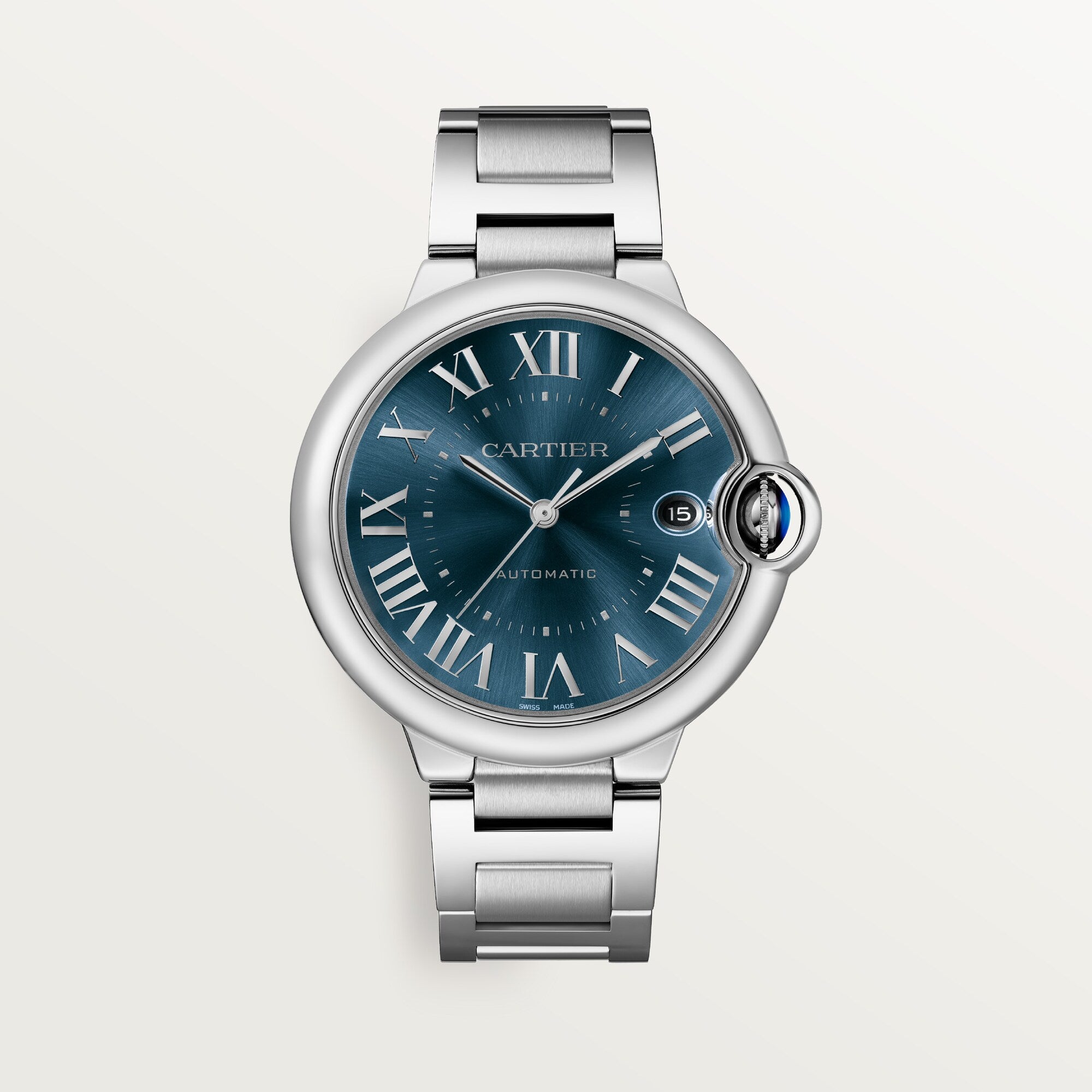 Cartier Ballon Bleu 40 mm Steel Blue Sunray Dial Steel Bracelet WSBB0061 - WATCHXNYC
