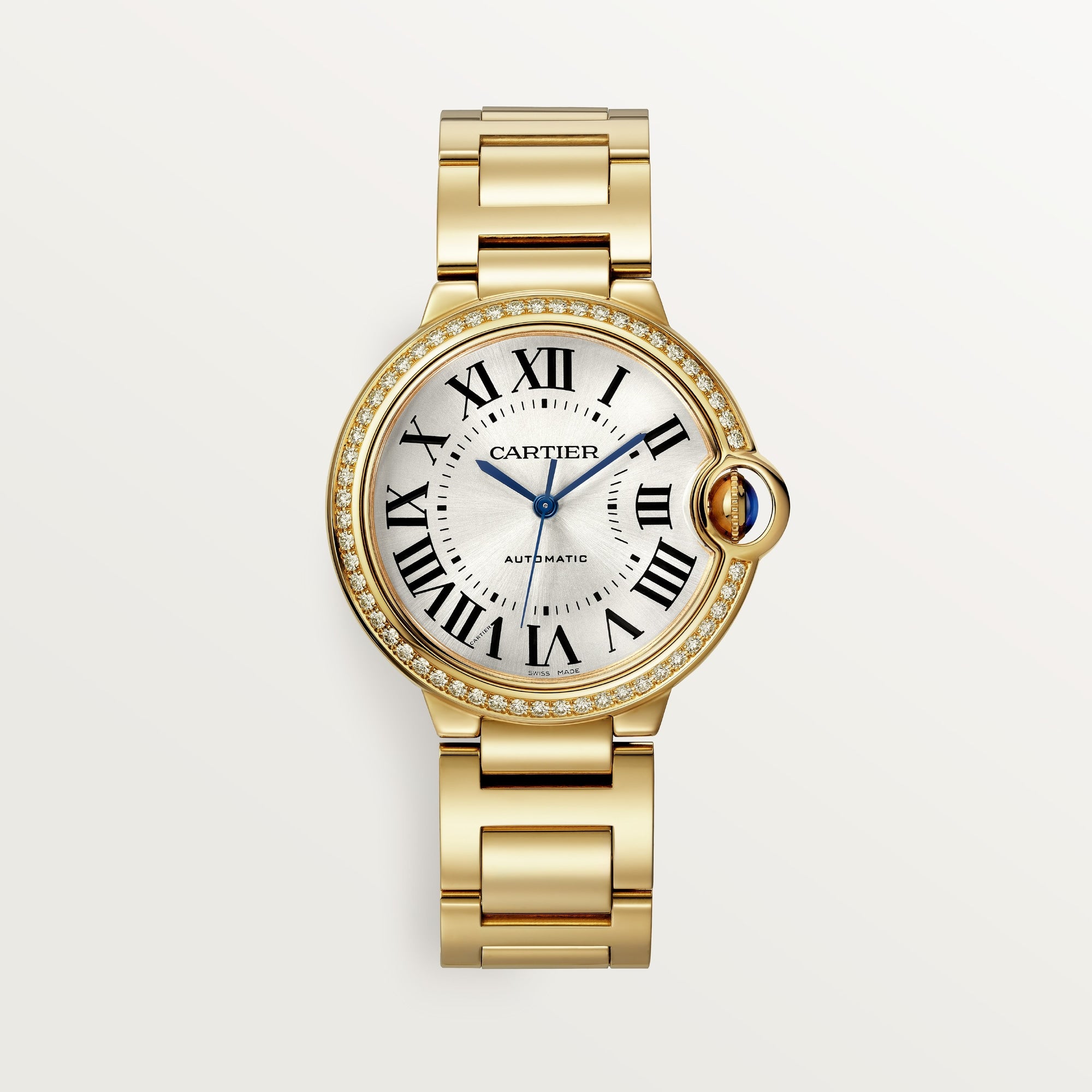 Cartier Ballon Bleu Yellow Gold Silver Dial Bracelet WJBB0070 - WATCHXNYC