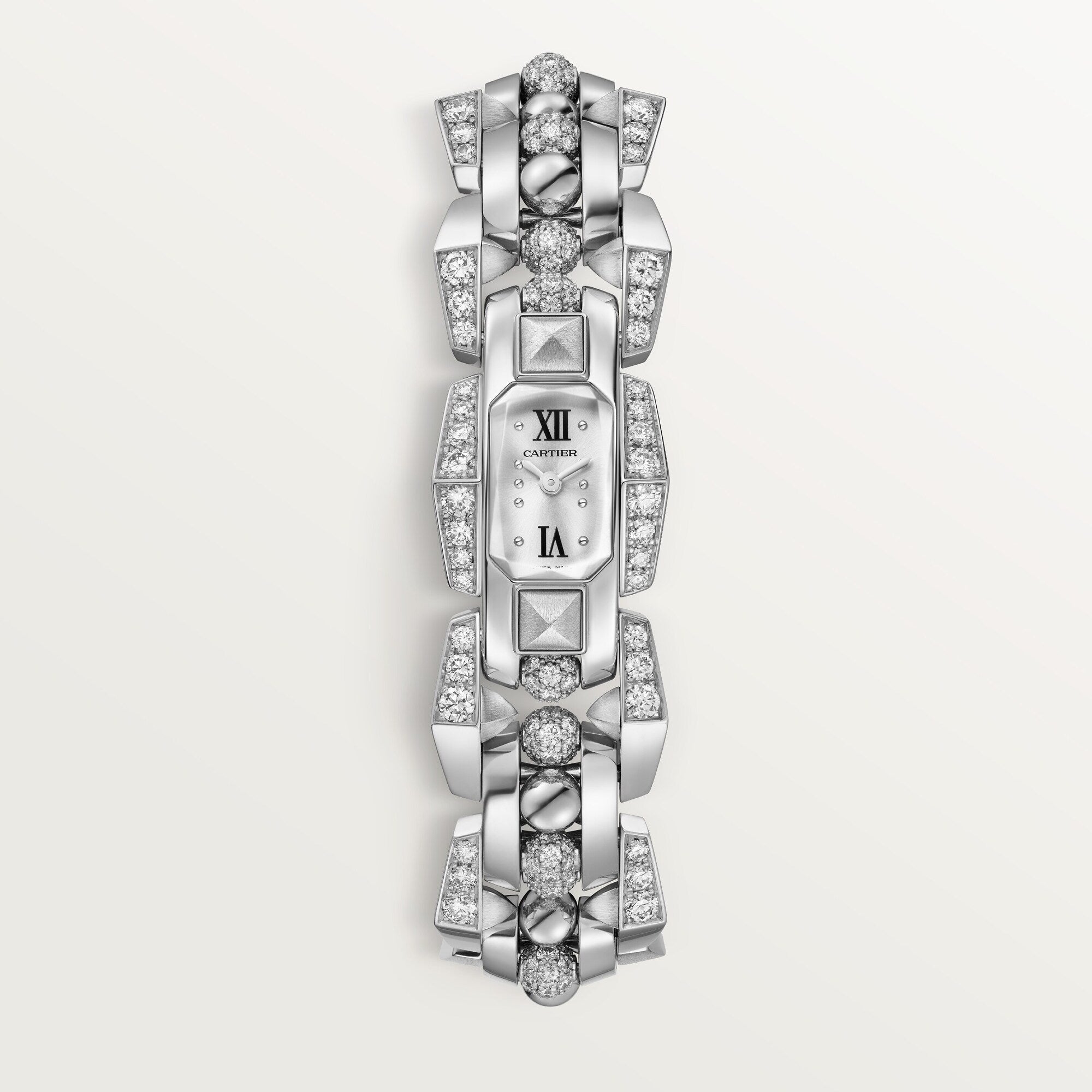 Cartier Clash Small 18k White Gold Silver Sunray Dial Bracelet WJMB0002 - WATCHXNYC