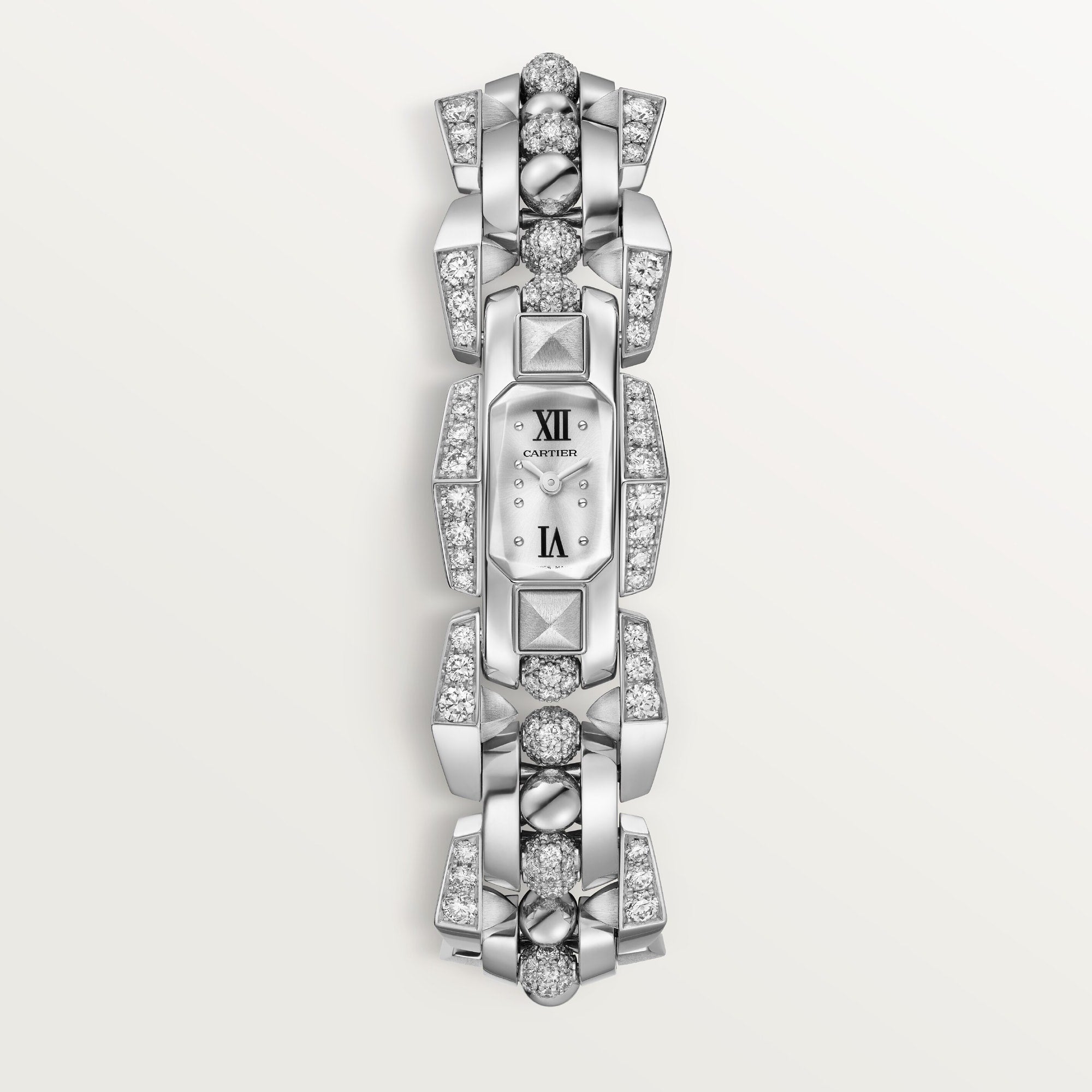 Cartier Clash Small 18k White Gold Silver Sunray Dial Bracelet WJMB0002 - WATCHXNYC