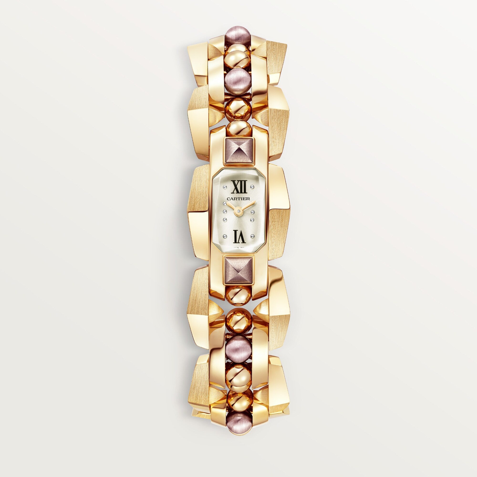 Cartier Clash Small 18k Yellow Gold Silver Sunray Dial Bracelet WGMB0002 - WATCHXNYC