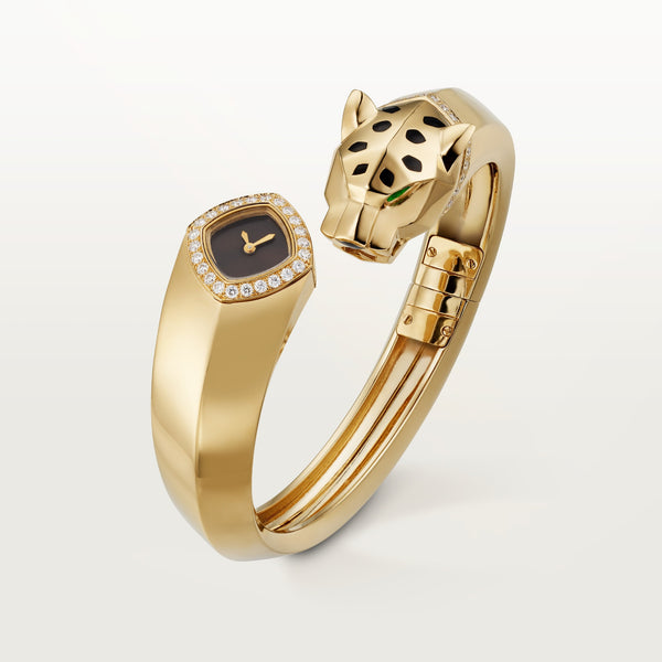 Cartier Panthère 18 mm 18k Yellow Gold Black Lacquer Dial Bracelet