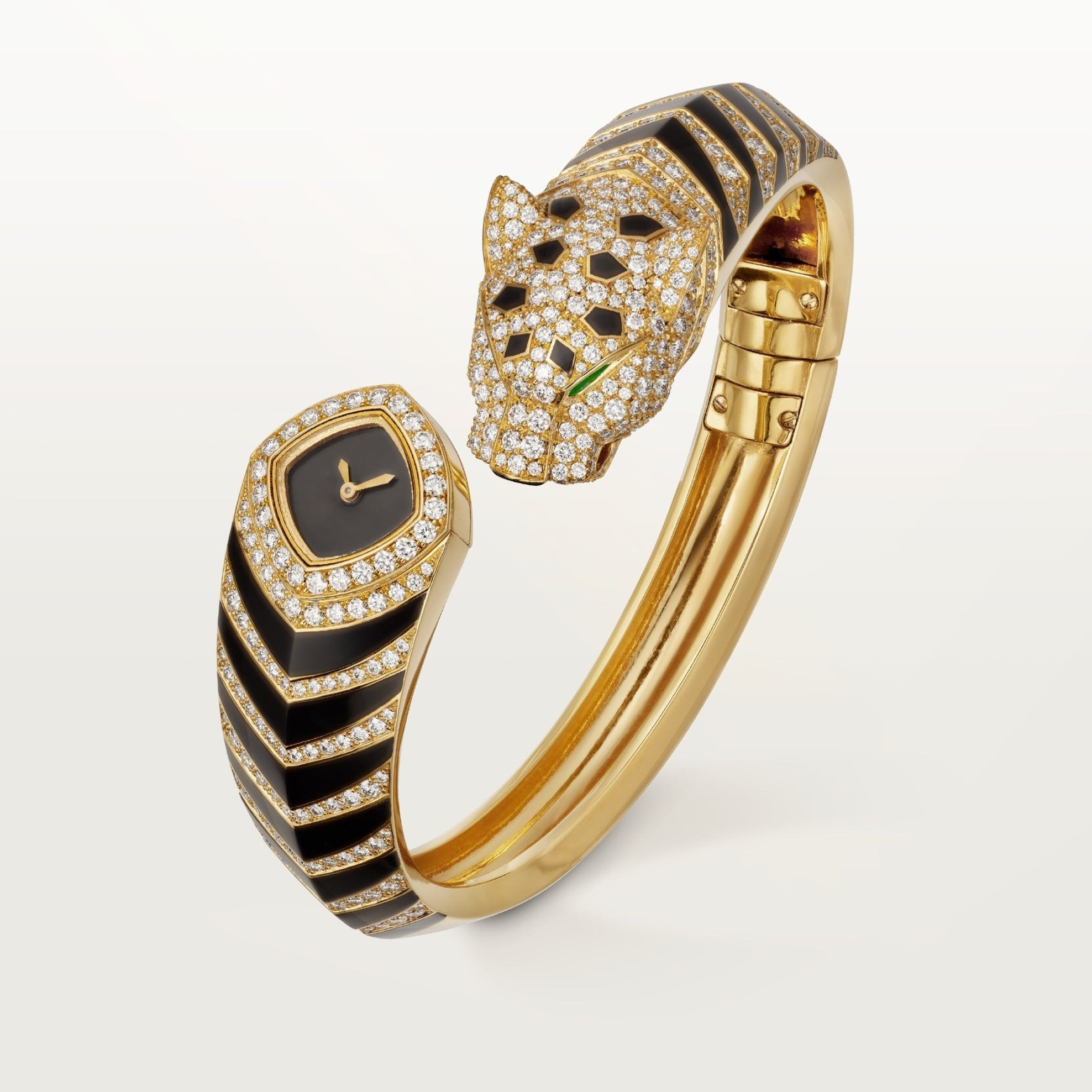 Cartier Panthère 18 mm 18k Yellow Gold Black Lacquer Dial Bracelet HPI01369 - WATCHXNYC