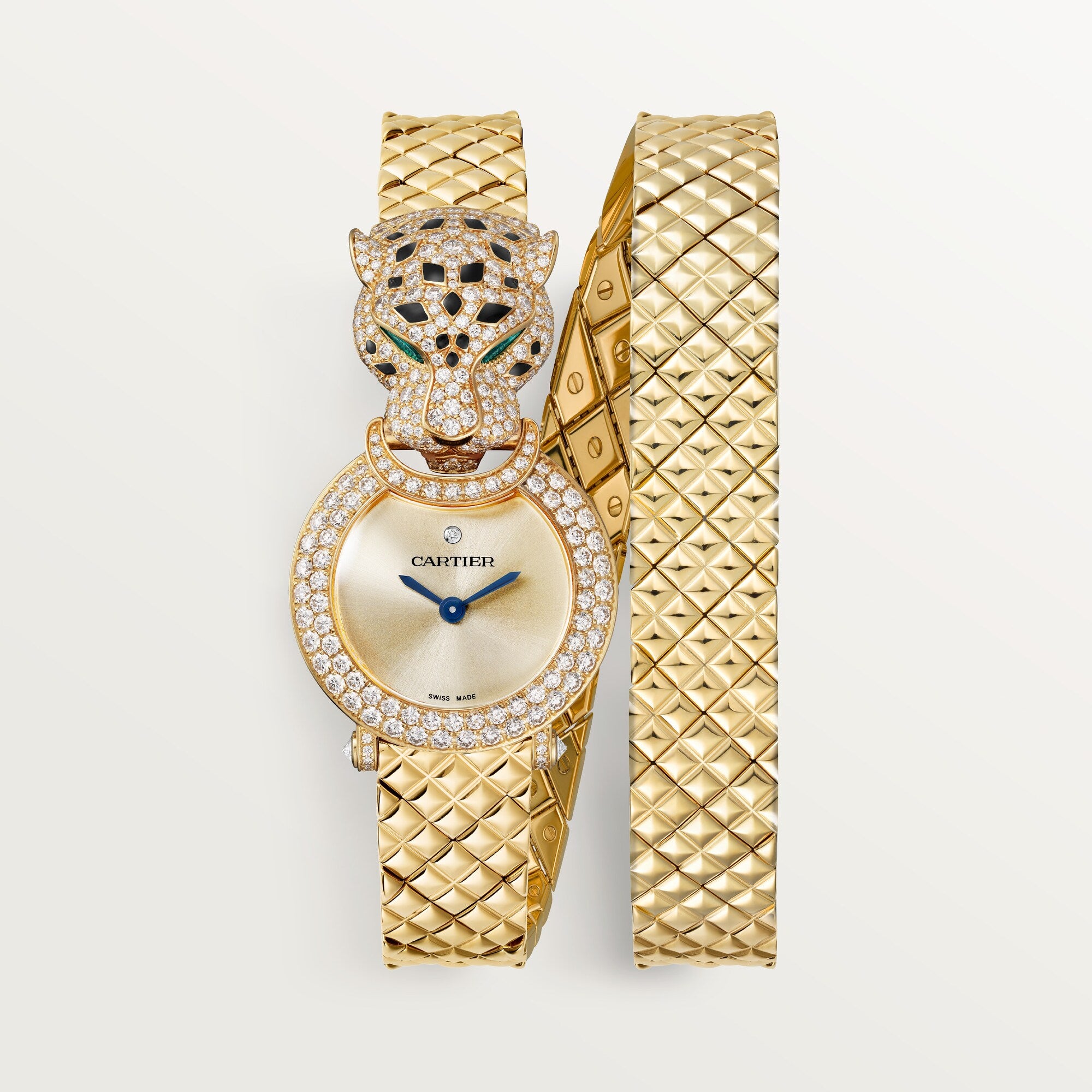 Cartier Panthère 23.6 mm 18k Yellow Gold Golden Dial Double Loop Bracelet HPI01511 - WATCHXNYC