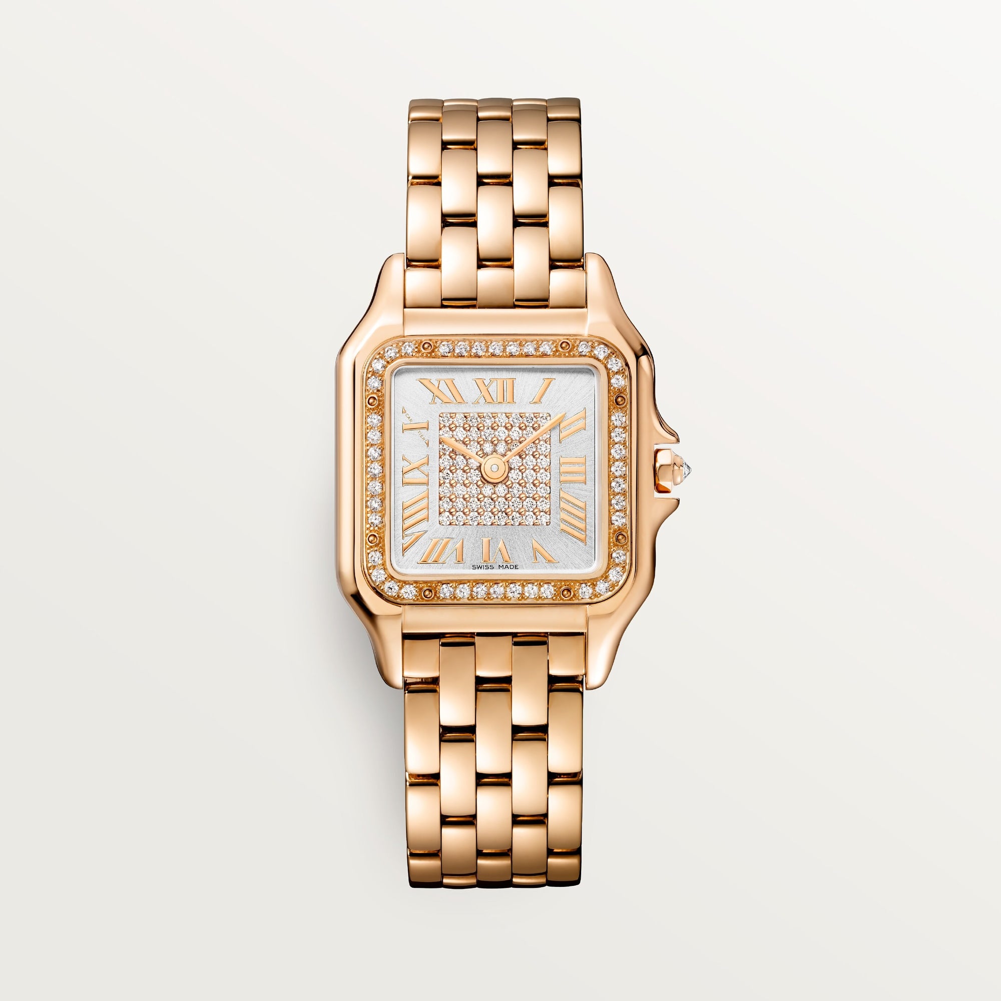 Cartier Panthère Medium 18k Rose Gold Silver Sunray Dial Bracelet WJPN0041 - WATCHXNYC