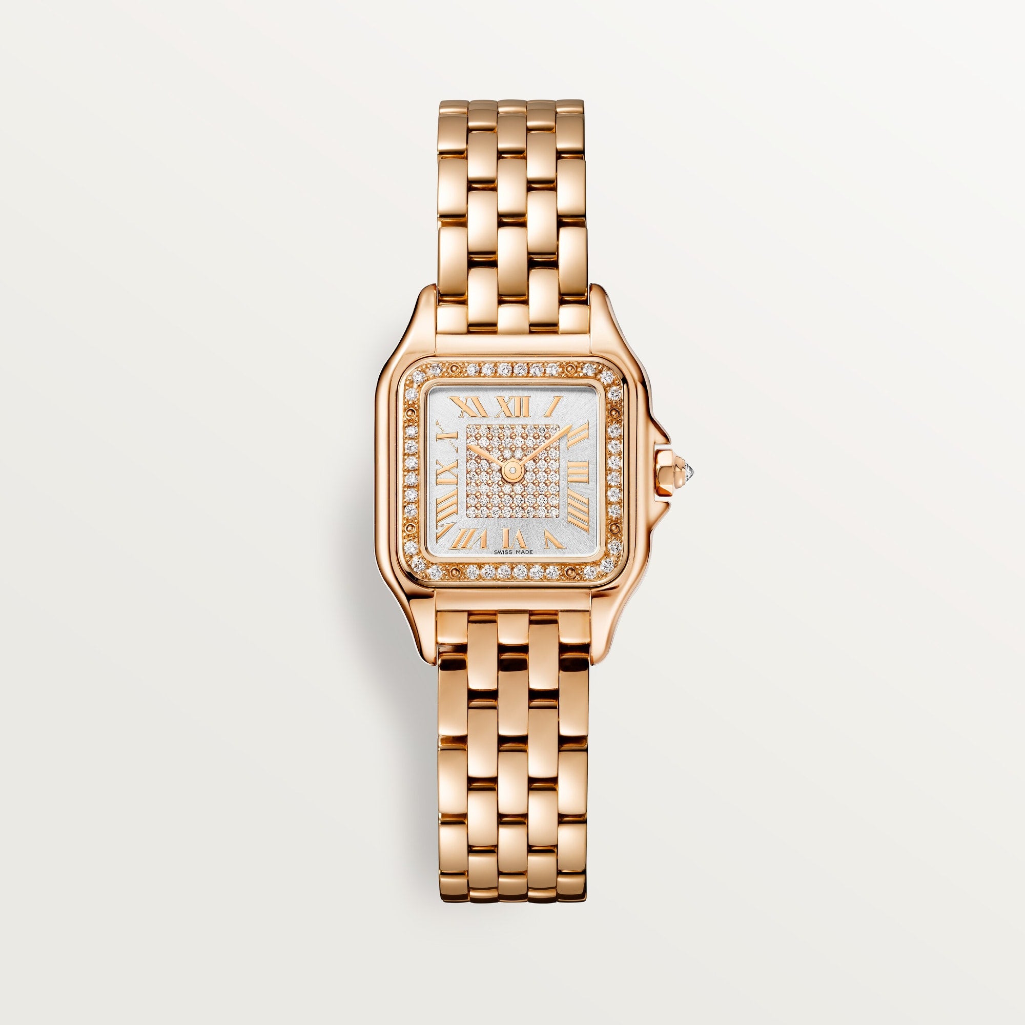 Cartier Panthère Small 18k Rose Gold Silver Sunray Dial Bracelet WJPN0039 - WATCHXNYC
