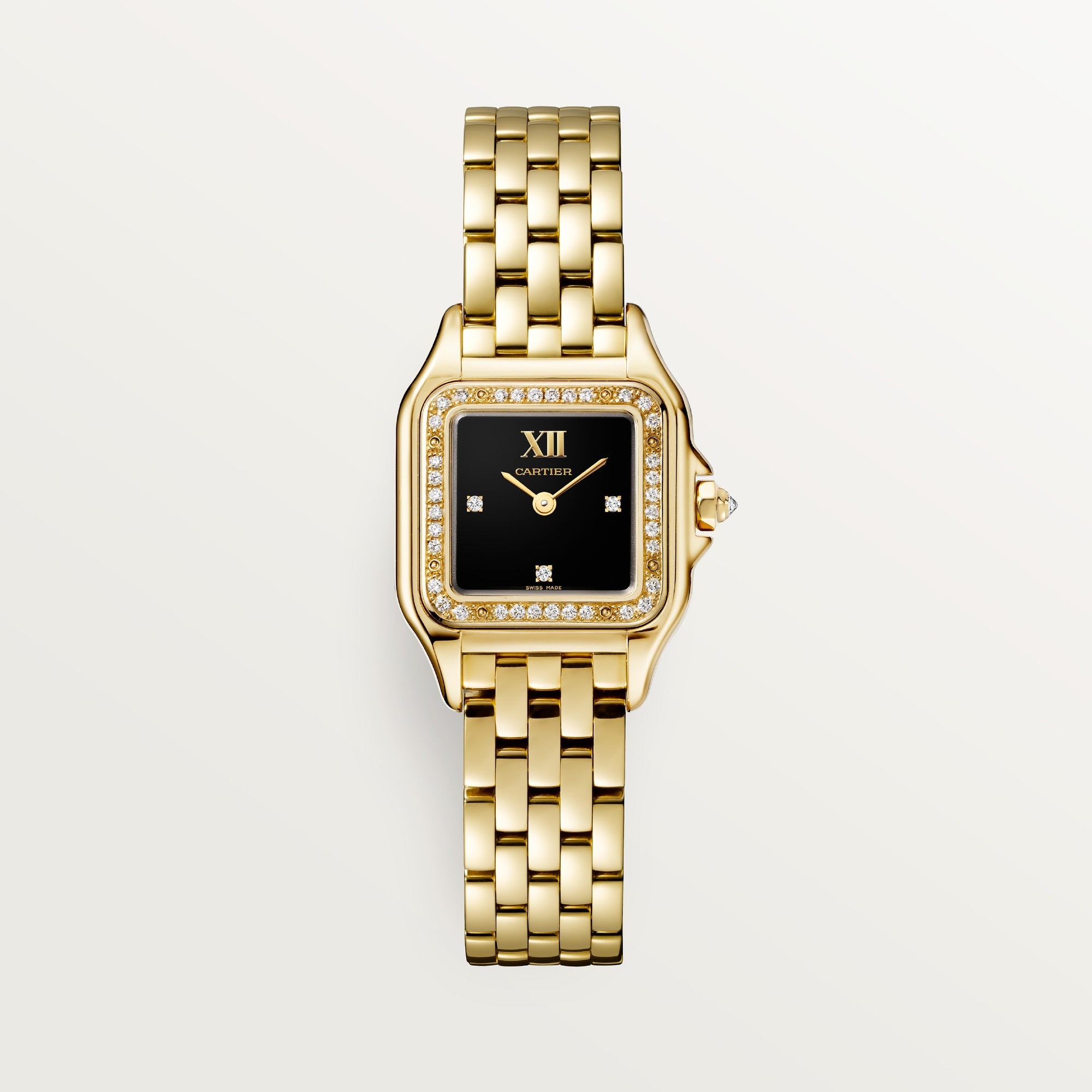 Cartier Panthère Small 18k Yellow Gold Black Lacquer Dial Bracelet WJPN0053 - WATCHXNYC