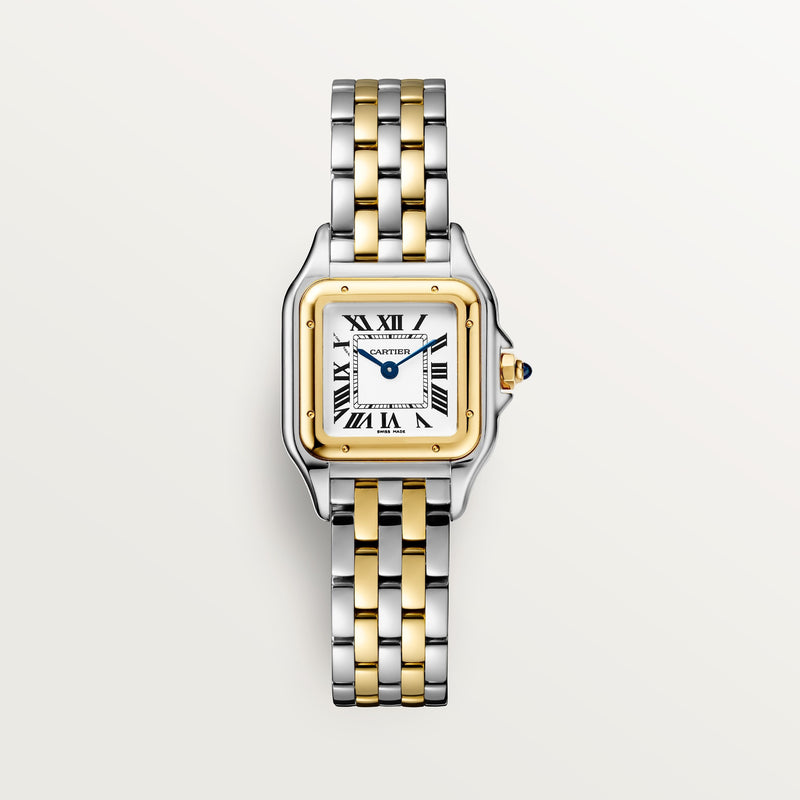 Cartier Panthère Pequeño 23 mm x 30 mm Esfera plateada Pulsera de oro amarillo de 18 k W2PN0013